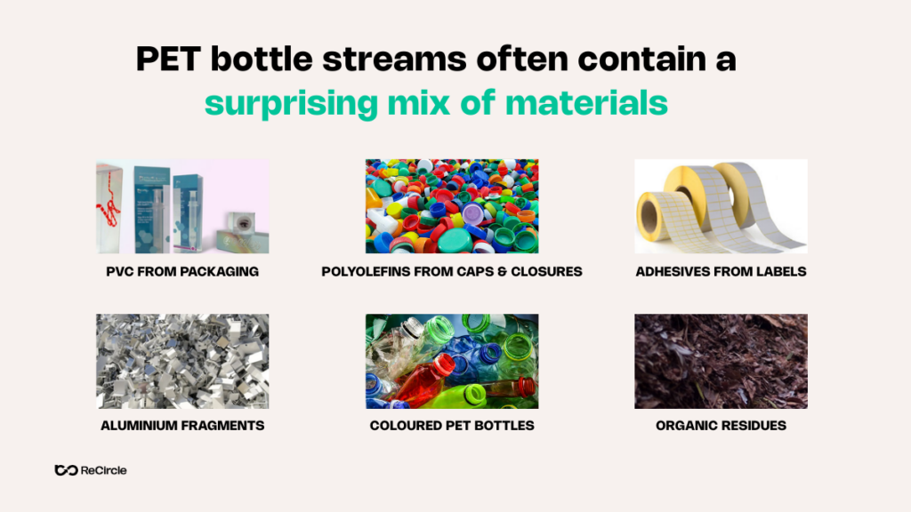 Mix of Materials in rPET Flakes